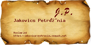 Jakovics Petrónia névjegykártya